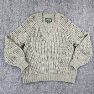American Eagle Sweater Womens Small Green Oversized Chunky Knit V Neck Cottage